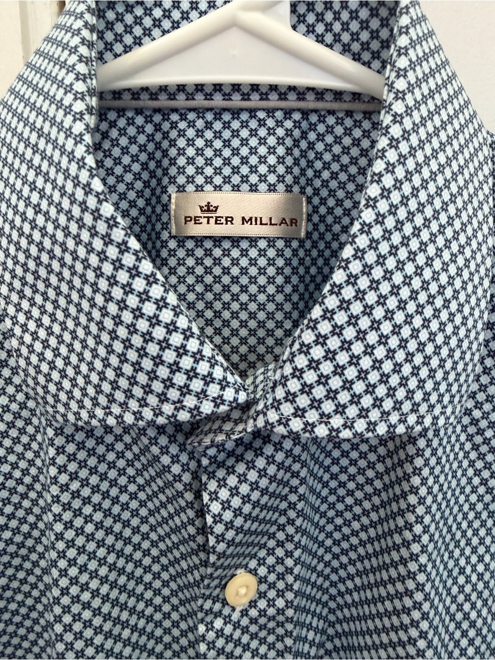 Peter Millar Blue Micro-Print Casual Button-Down Shirt